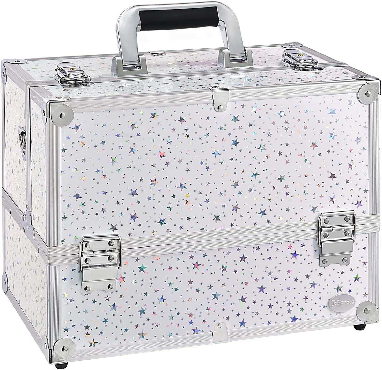 Joligrace Make up Organiser Nail Polish Jewellery Cosmetic Box Beauty Vanity Case Extra Large Space, Black Star, L