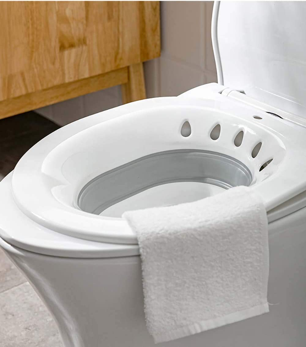 Sitz Bath for Toilet Hemorrhoids - Misszm, for Postpartum Pregnant-Women or Hemorrhoids, Foldable Hangable Storage Large-Capacity Private Care Washing Anti-Overflow Toilet Seat (Pink)