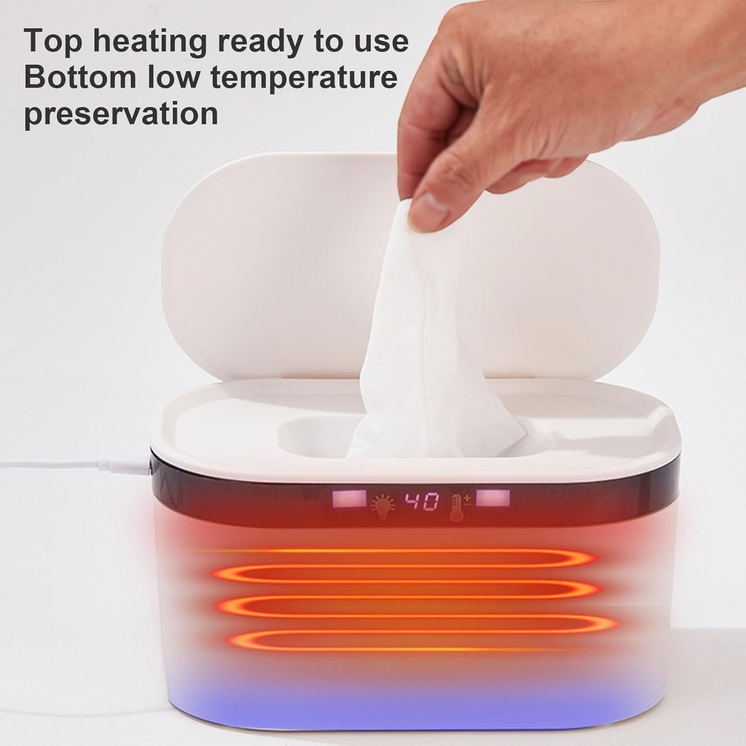 Nappy Wipe Warmers with Adjustable Night Light,Large Capacity 120 Wipes at Once Top-Heating Design 3 Temperature Settings Wet Wipes Dispenser Warmers