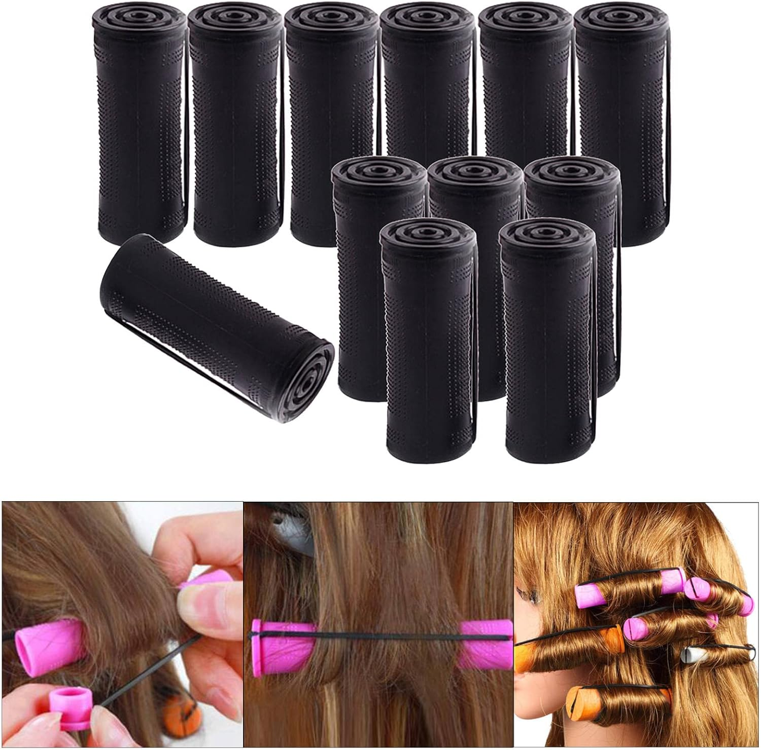 Baosity Cold Wave Perm Rods Curling Hair Long Short Hair Non-Slip Elastic Small Medium Large Size Perming Curlers Kit, with Rubber Band, Women Girls - 12Pcs 3.0M image number 3