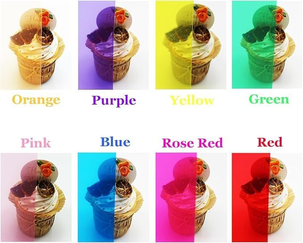 16 Pieces Color Correction Light Filter - 21X29.7Cm Transparent Colored Overlays for Photography Flash Lighting - 8 Colors PVC Sheets for Reading image number 4