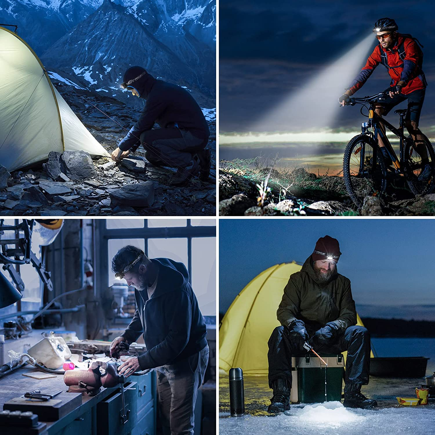 Lepro Head Torch Rechargeable, Super Bright Waterproof LED Headlamp with Red Warning Lights, 6 Lighting Modes, Long Runtime Headlight for Kids & Adults for Running Fishing(2 Pack) image number 1