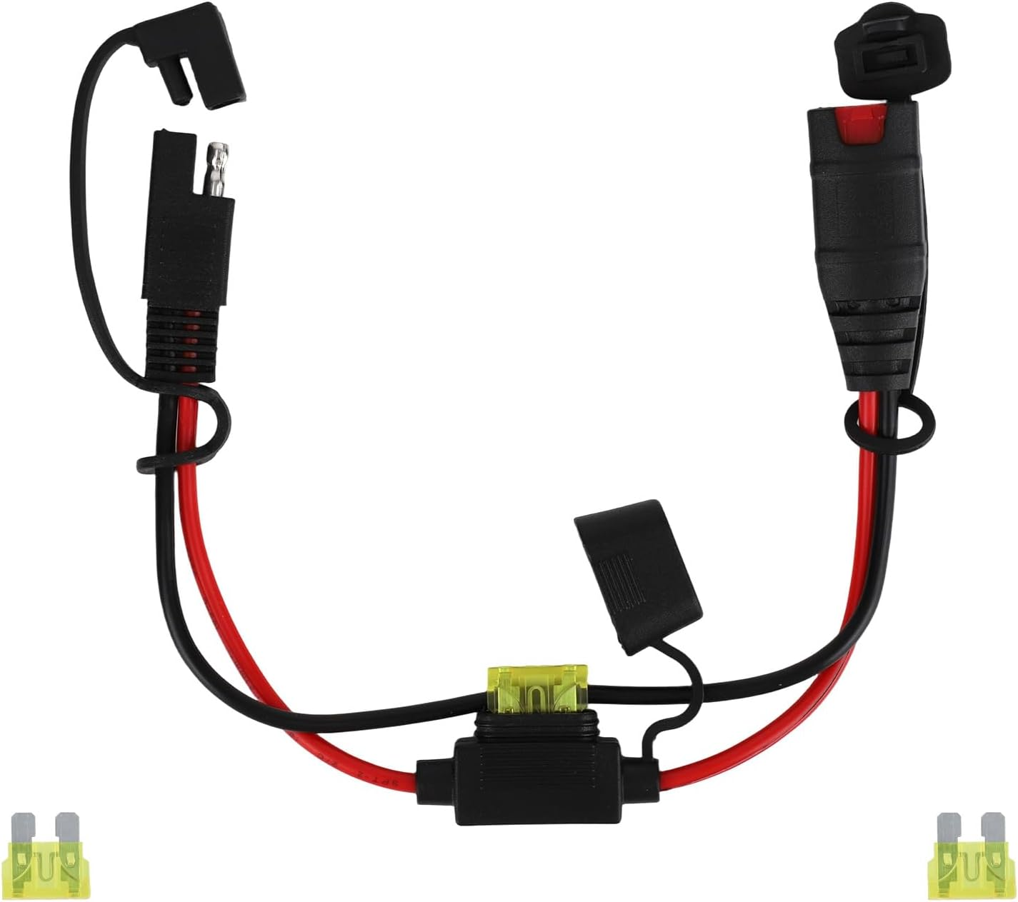 BTFO 1Ft/34Cm SAE SAE Extension Cable, 14AWG Heavy Duty Waterproof Extension Cord with 20A Fuse Compatible with NOCO Genius Smart Battery Chargers for Motorcycle ATV Truck & Car, No Tool Require image number 1