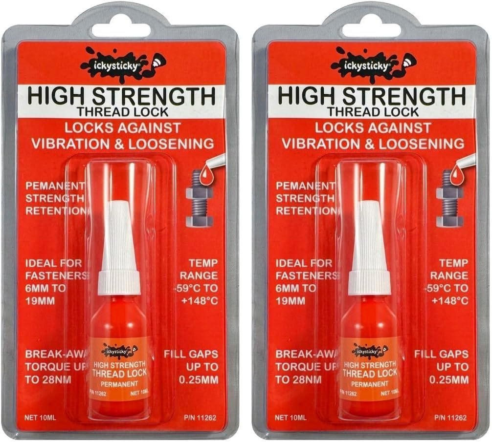 Ickysticky High Strength Threadlock 10 Ml Red Oil Tolerant Threadlocker, Screw Glue for Automotive, Anaerobic (Pack of 2)