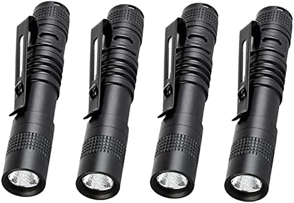 MODOAO Ultra Slim Portable 900LM Mini LED Flashlight Belt Clip Pen Light Tactical Torch 9 Cm (4 Pack)