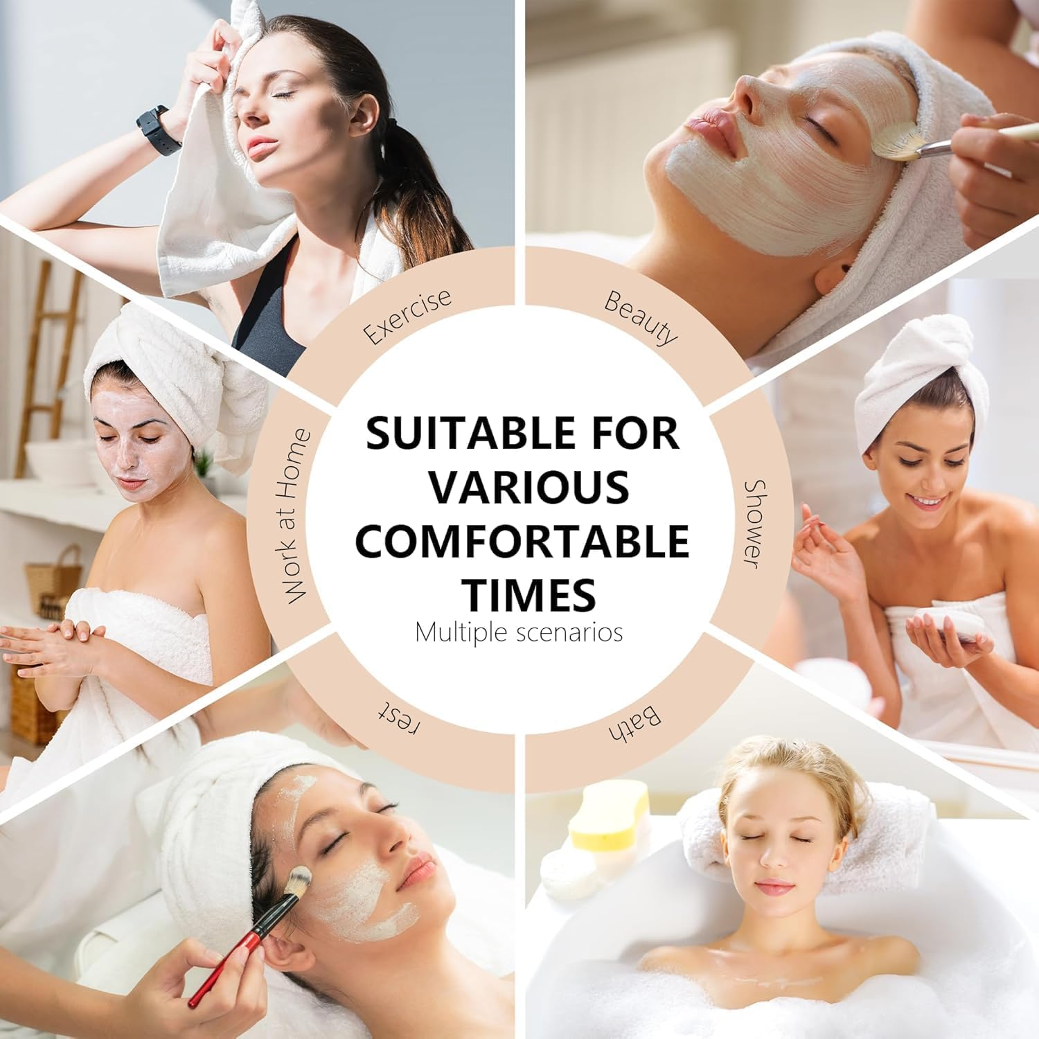 Microfiber Hair Towel Wrap, Super Absorbent Twist Turban for Women Fast Drying Hair Caps with Buttons for Drying Curly, Long & Thick Hair, Microfibre Hair Towel Pink image number 6