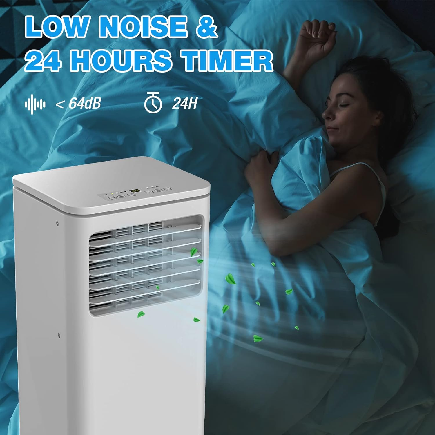 Advwin 9000BTU Portable Air Conditioner, 2.5Kw Portable AC Unit with Cooling, Dehumidifier & Fan, 4-In-1 Air Cooler W/Window Mount Kit for 20-25㎡ Rooms image number 2