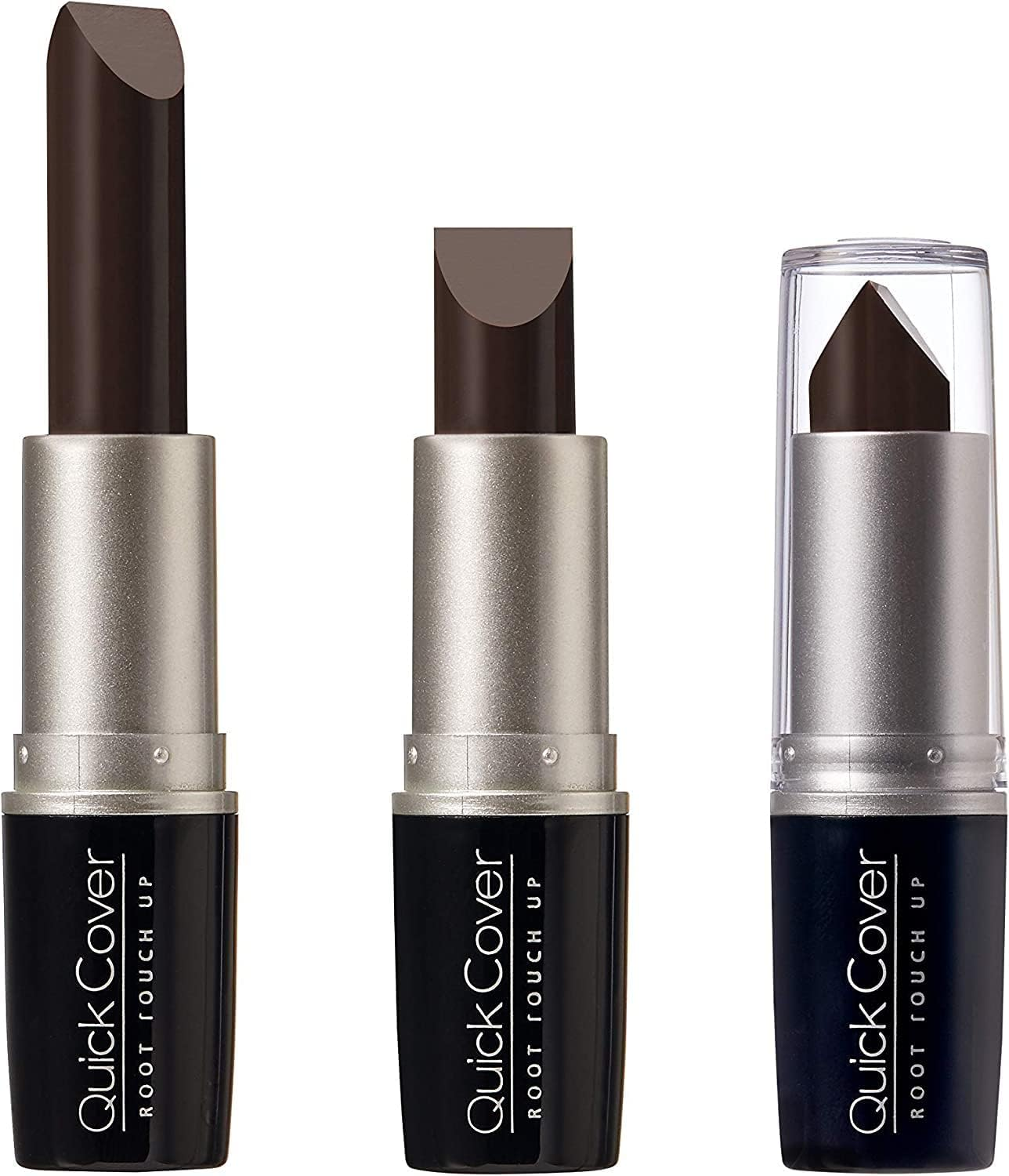 Kiss RED by Quick Cover Root Touch up Stick Type 2PCS Water-Resistant Temporary Gray Concealer Cover up Brush for Hair and Beard (Dark Brown)