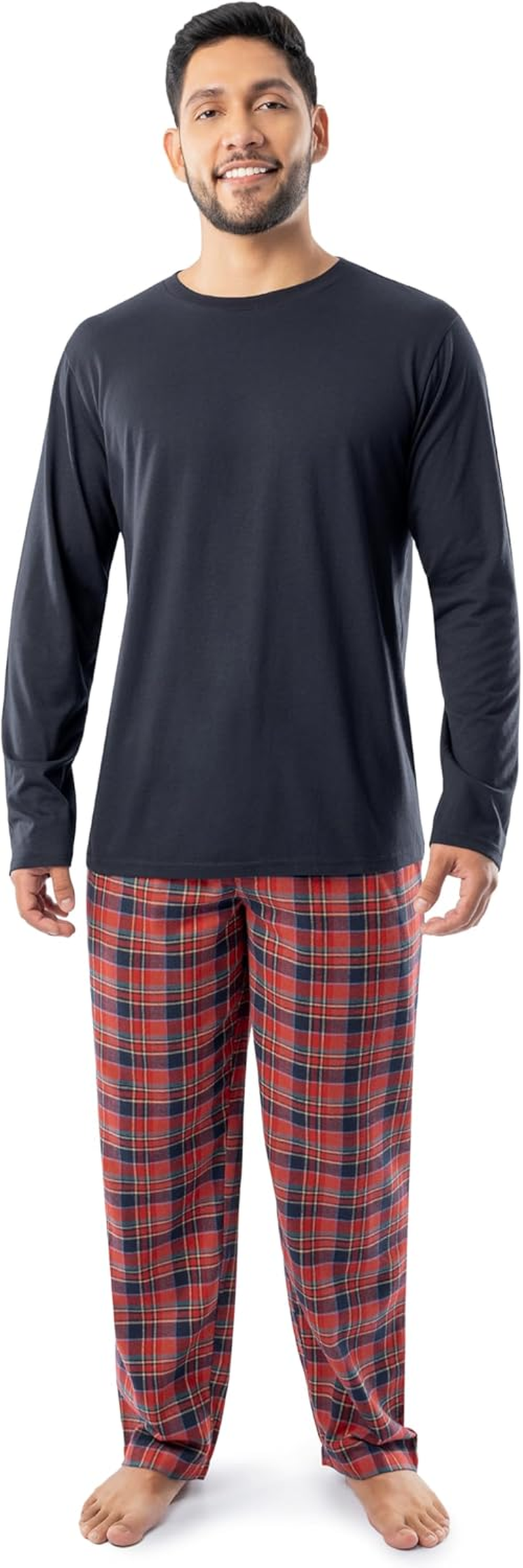 Fruit of the Loom Men'S Jersey Knit Top and Flannel Pant Pajama Sleep Set