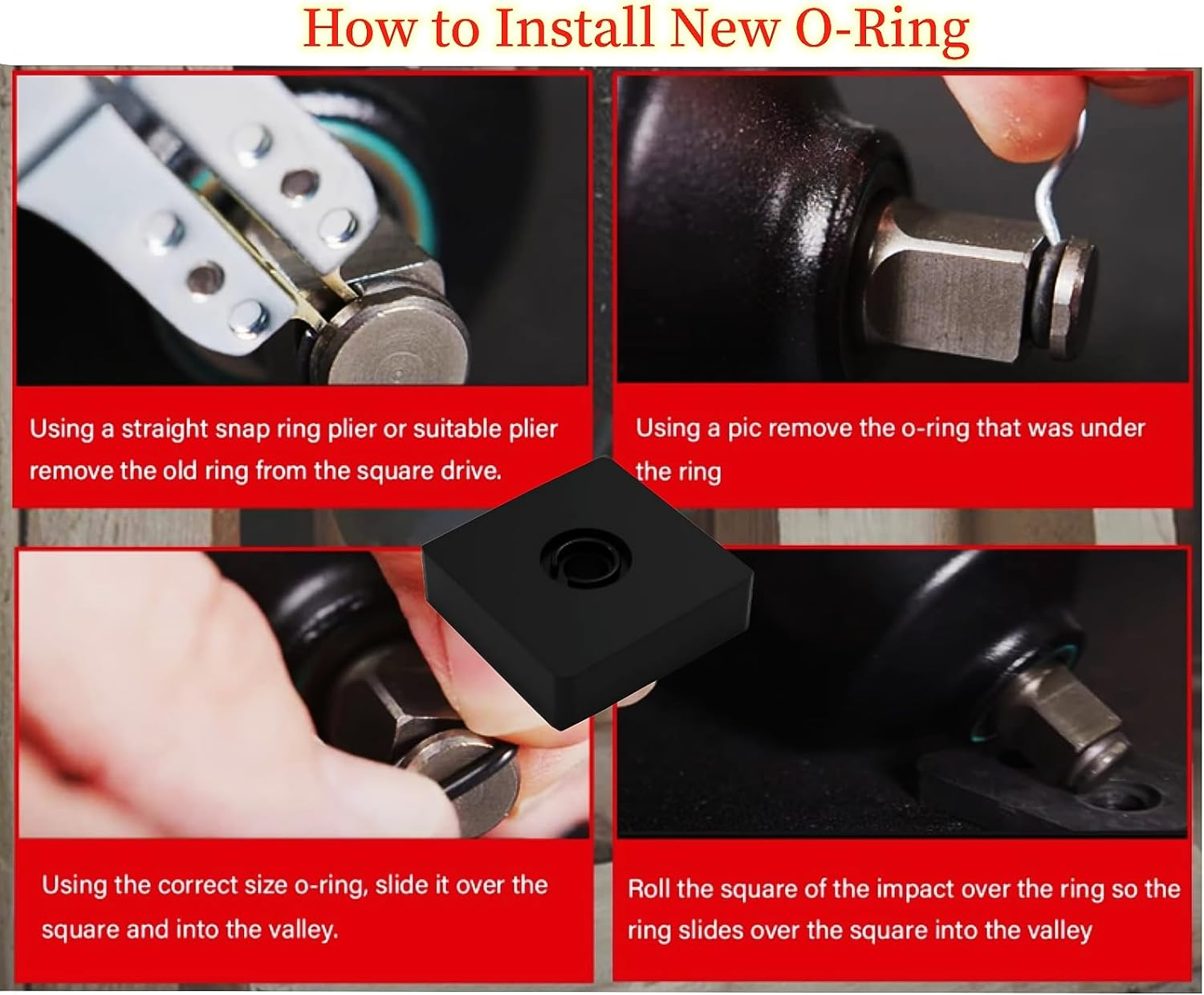 (12 Sets) 3/8" Impact Retaining Ring Clip Impact Friction Ring with O-Ring for Mmilwwaukii Electric/Pneumatic Type Impact Wrench, Retainer Ring Anvil Install Tool Included image number 5
