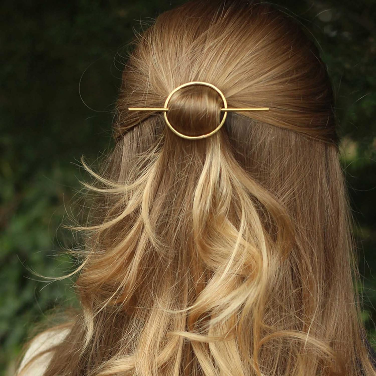 Wendalern Circle Stick Hair Clips Geometric round Hair Clip Metal Hair Holder Clips Gold Minimalist Hair Clips Decorative Hair Accessories for Women and Girls image number 5