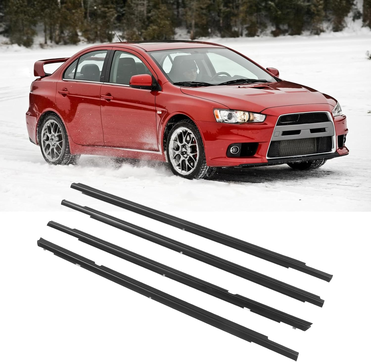 4Pcs Weatherstrip Door Seal Belt 5727A005 Front Rear Window Moulding Trim Belt, outside Window Weatherstrip for Mitsubishi Lancer 2008-2017, Perfect Seal, Easy Installation image number 5