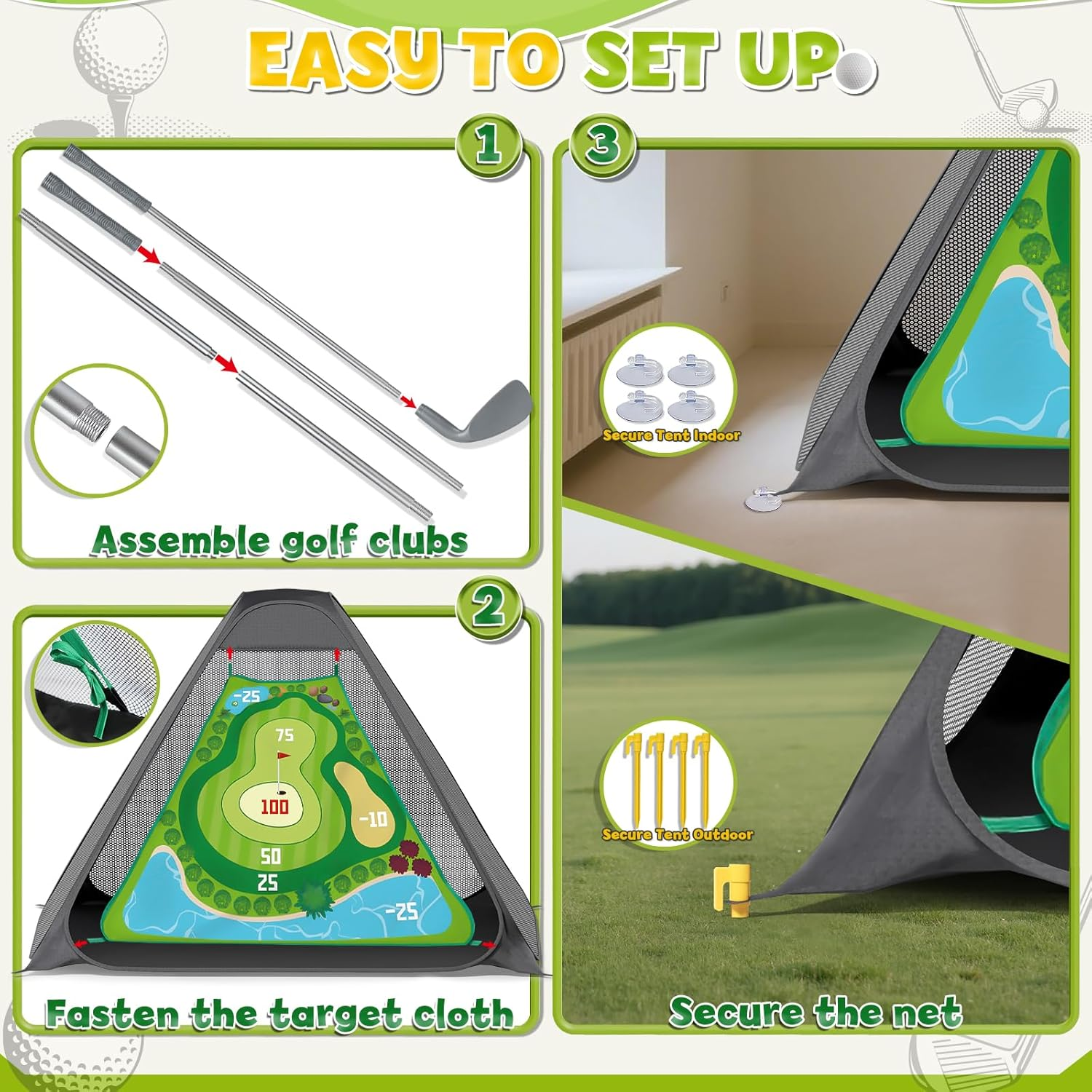 Lehoo Castle Kids Golf Set, Toddler Golf Set with 8 Golf Balls, 3 Golf Clubs, Sport & Outdoor Toys with Tees, Net, Toys for 3 4 5 Year Old Boys Girls image number 4