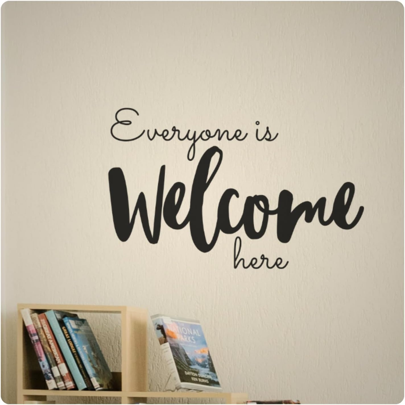 My Vinyl Story - Everyone Is Welcome Here - Welcoming Inspirational Wall Decal Sticker Quote Art Decor Saying for Home Office Classroom Daycare Positive, Removable (Black, 22X14 Inches) image number 2