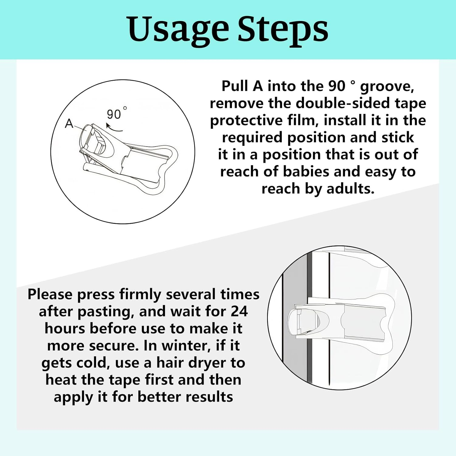 Baby Proofing Sliding Door Lock &ndash; 4-Pack Child Safety Locks for Sliding Glass Doors, Cabinets & Windows, No-Drill, Adhesive Security Latches for Kids & Pets image number 3