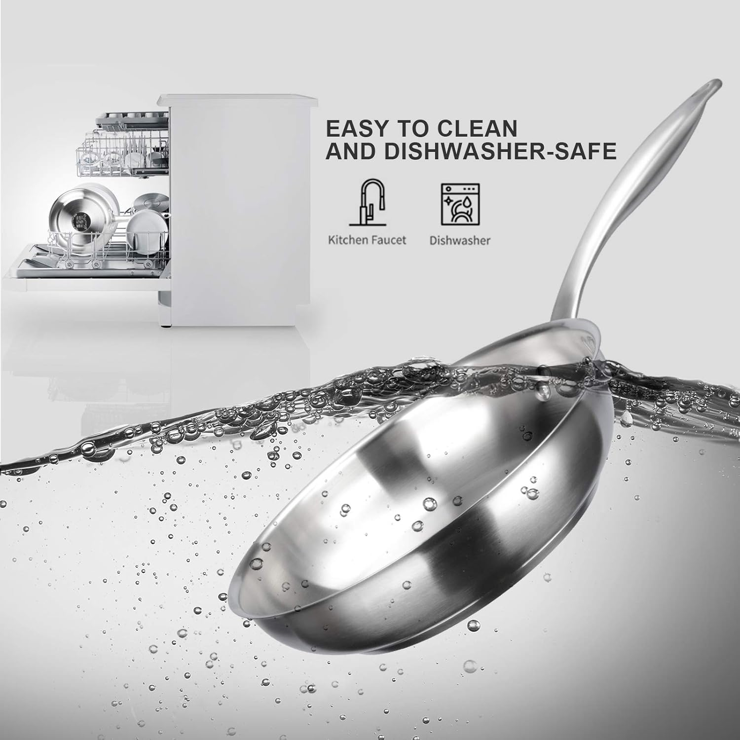 Duxtop Professional Stainless Steel Fry Pan, Induction Ready Cookware with Impact-Bonded Technology, 9.5 Inches image number 2