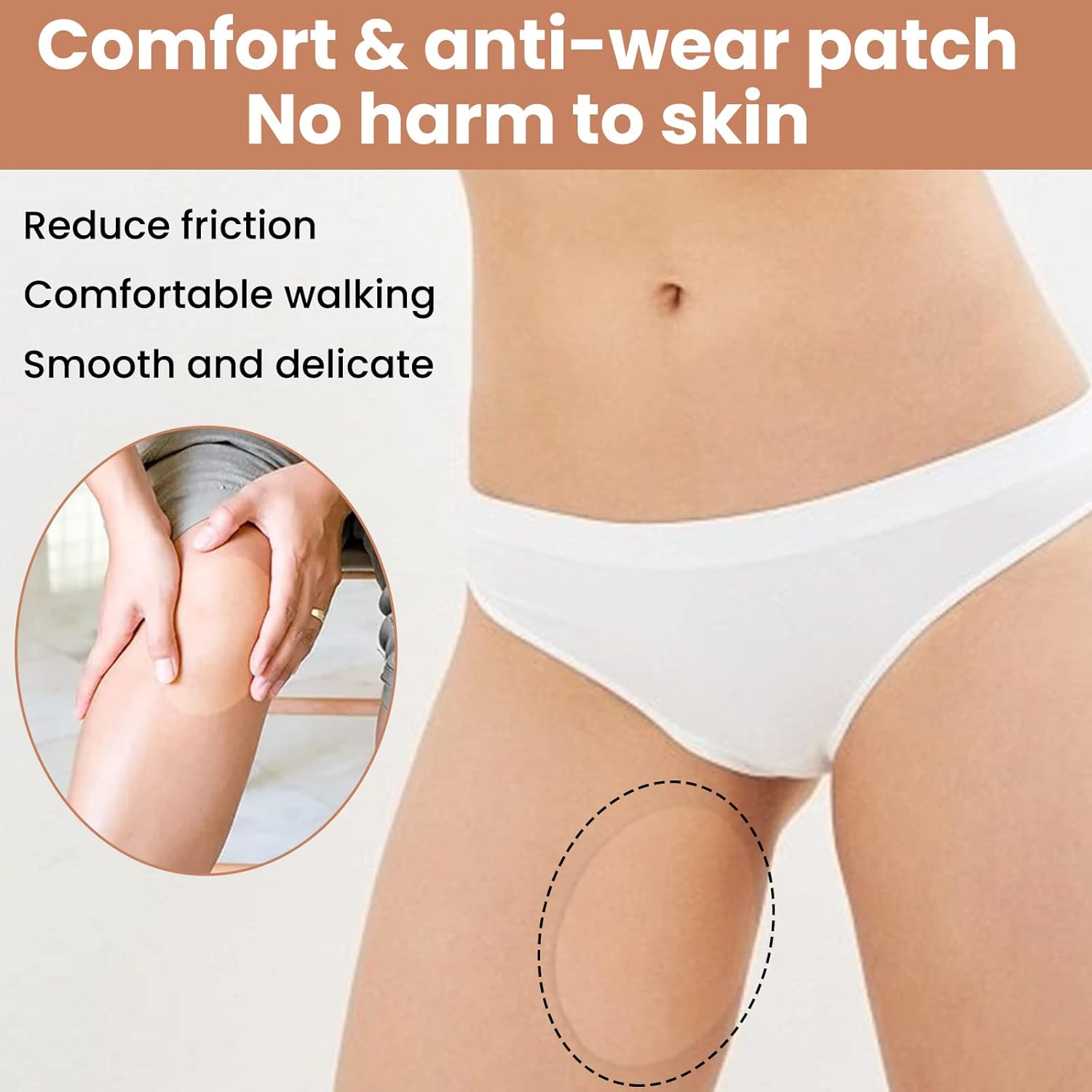 Anti Chafing Friction Pads,For Women Men Inner Thighs Chafe Rubbing Protection Breathable Skin Tape (Curry-12Pcs)&hellip; image number 4
