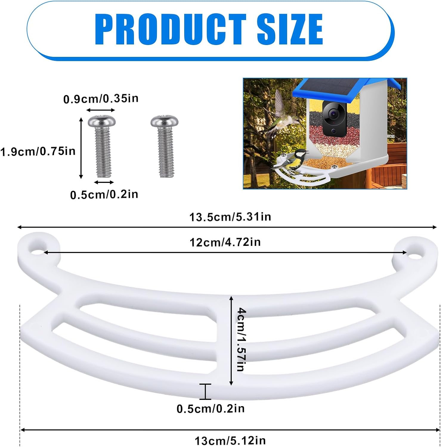Bird Perch Extension, 5.31X1.57X0.2In Bird Feeder Perch Extender with Screws Bird Feeder Accessories Compatible with Bird Buddy Bird Feeder (White) image number 4