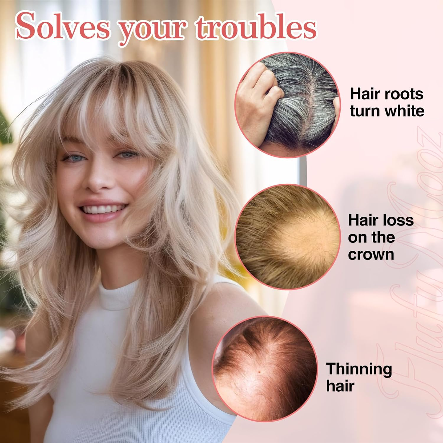 Flufymooz Real Human Hair Toppers for Women, 10 Inch Clip in Bangs 100％ Human Hair Toppers for Thinning Hair, Cover Hair Topper Hair Pieces with 150% Density Silk Base-Silver Gray with Brown Mixed image number 5