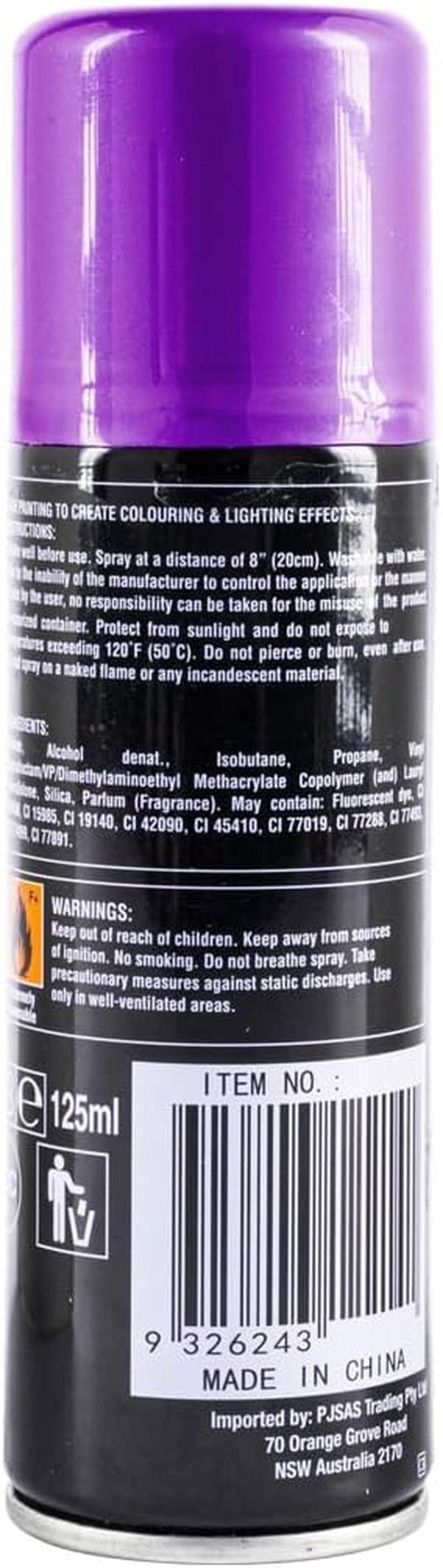 Leona Co Hair Spray Fluro Colour - Vibrant Temporary Purple Hair Color 125Ml Perfect for Parties, Halloween, Cosplay & Festivals | Safe for All Hair Types image number 3