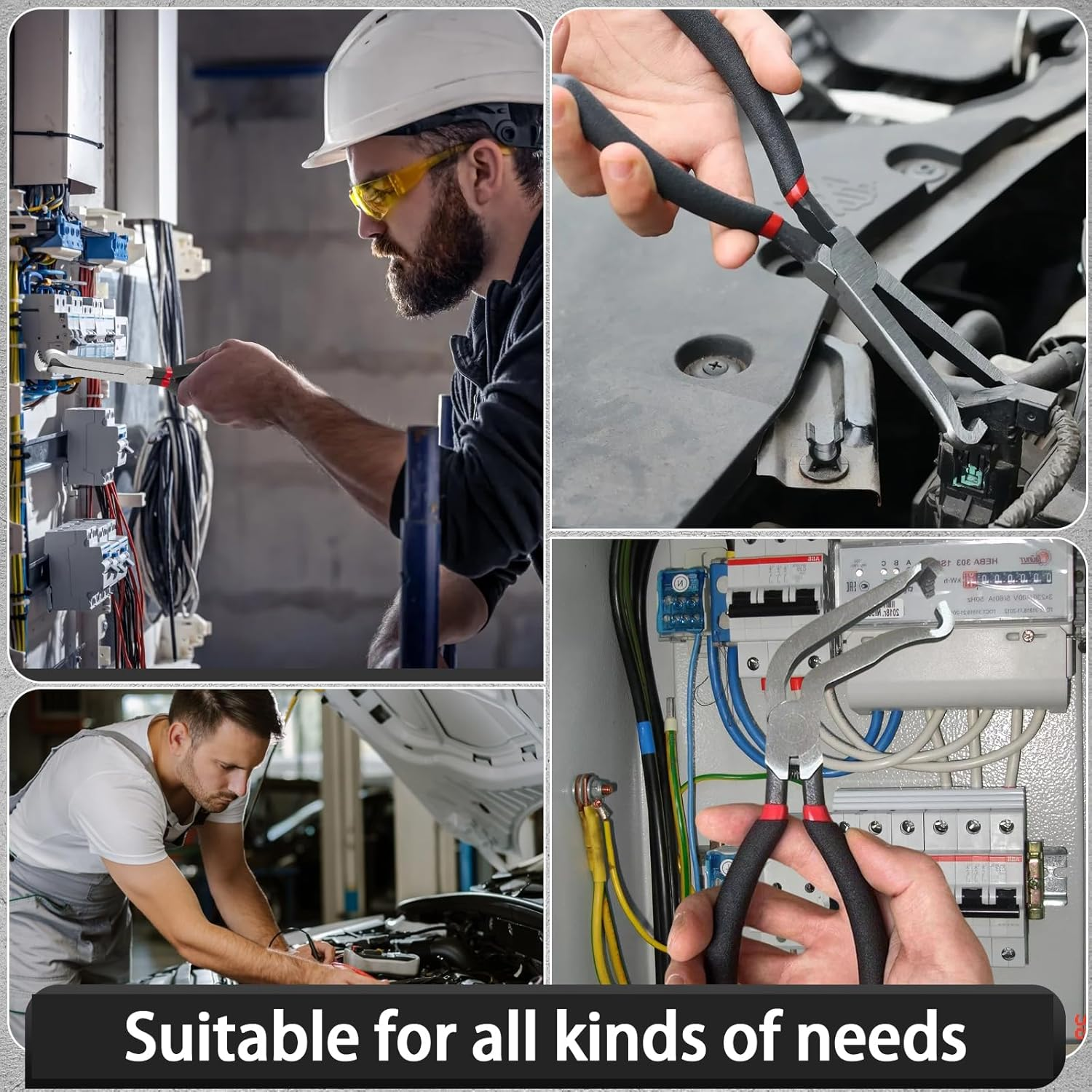 2-Piece Electrical Disconnect Pliers Set - Automotive Connector Removal Tool for Fuel Line, Hose & Push-Tab Plugs (Wire Cutting Pliers + Red Connector) image number 2