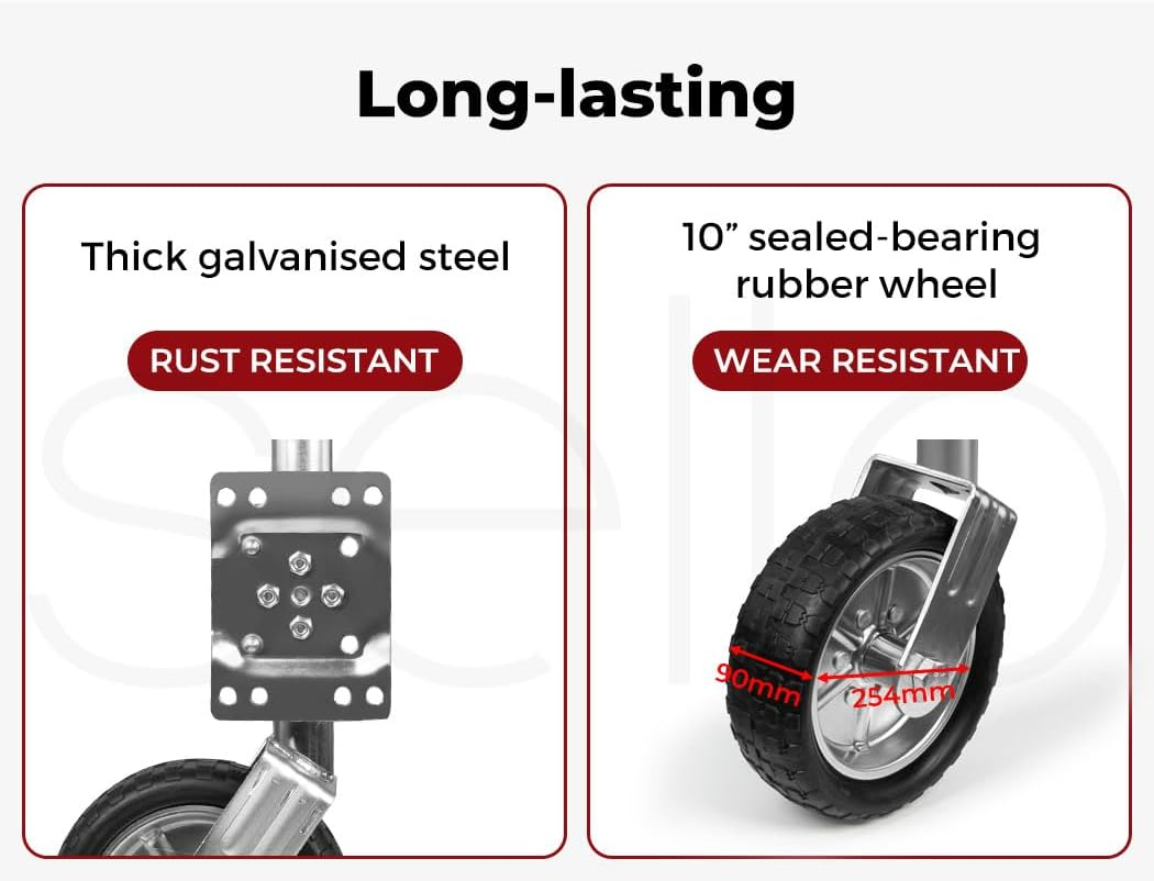 Manan Jockey Wheel 10''Inch Trailer Caravan Swing up Heavy Duty Solid 1000Kg Bolt On image number 6