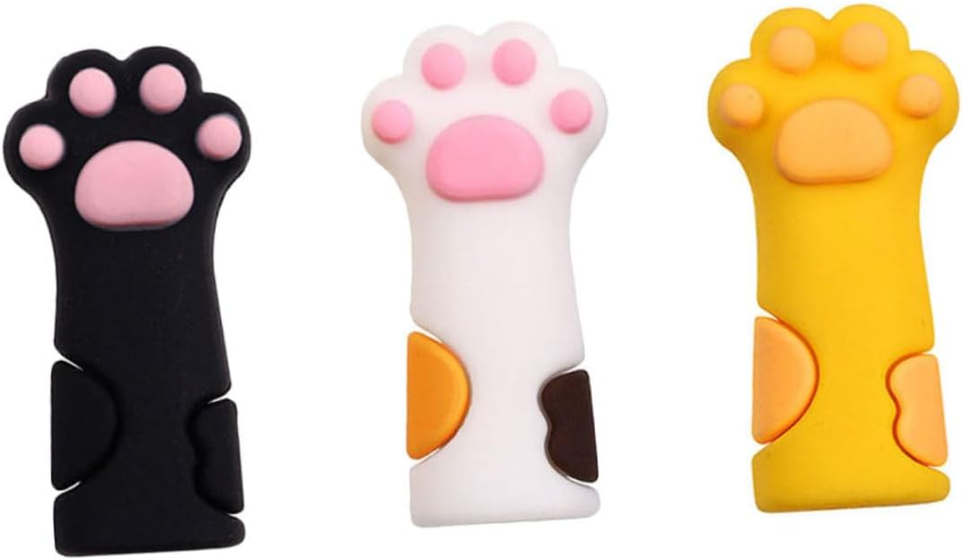 Beaupretty 6Pcs Silicone Cat Paw Shaped Scissors Caps Protective Cover Set for Manicure and Pedicure Tools Nail Cuticle Tool Holders in White, Black, and Yellow for Travel Storage image number 3
