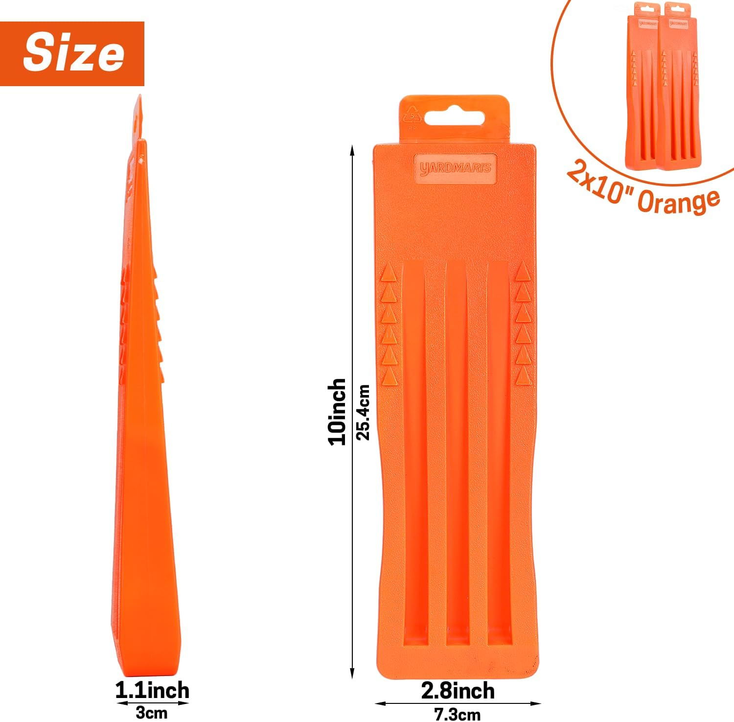 2 Pcs Tree Felling Wedge, Plastic Logging Wedges with Spikes Forestry Wedge for Tree Cutting, Chainsaw Loggers Supplies, Chainsaws & Accessories(2 X 10) Orange