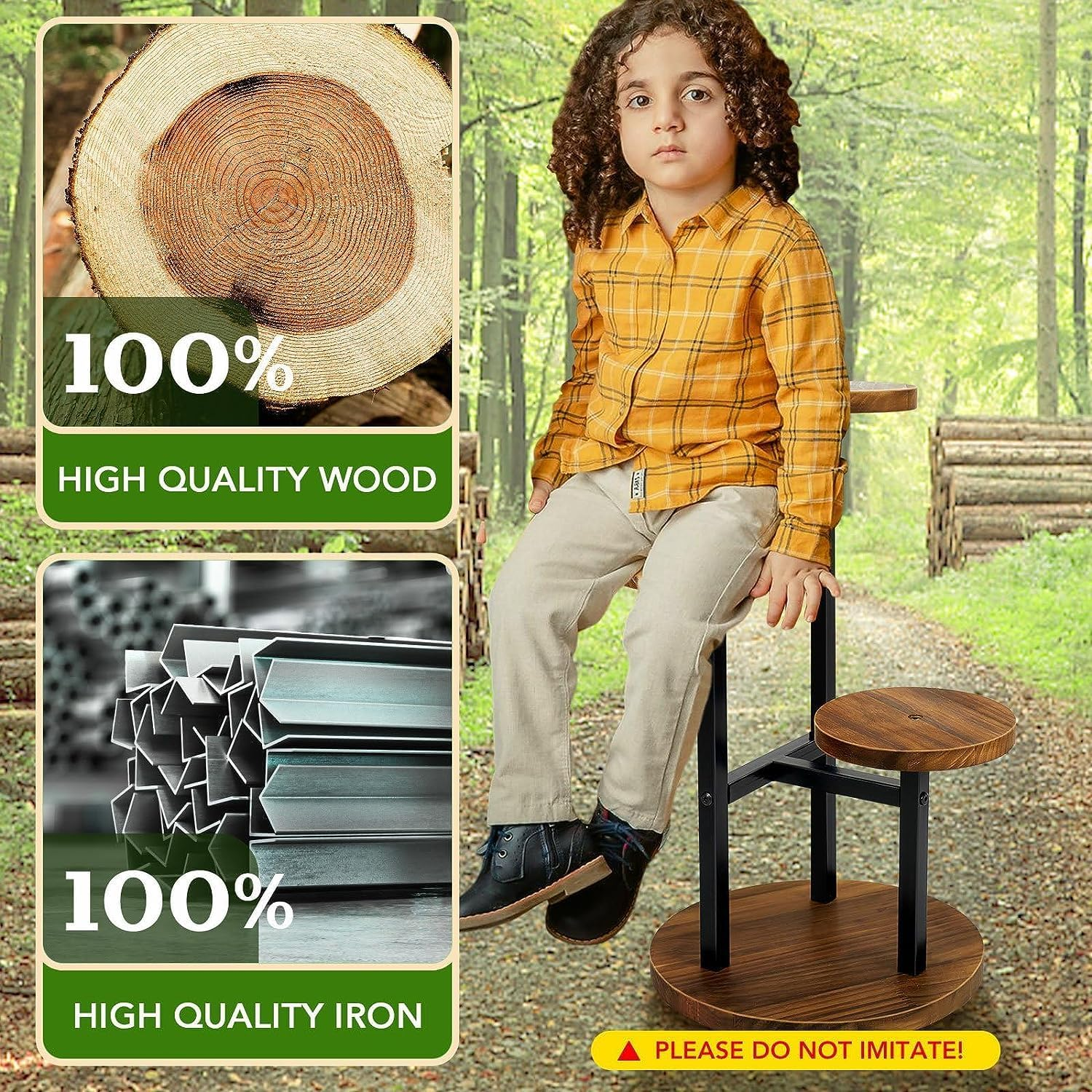 3 Tier Plant Stand, Tall Metal Wood Shelf Holder for Indoor, Outdoor Display Rack Flower Pot Stand for Corner Living Room Balcony Garden Patio