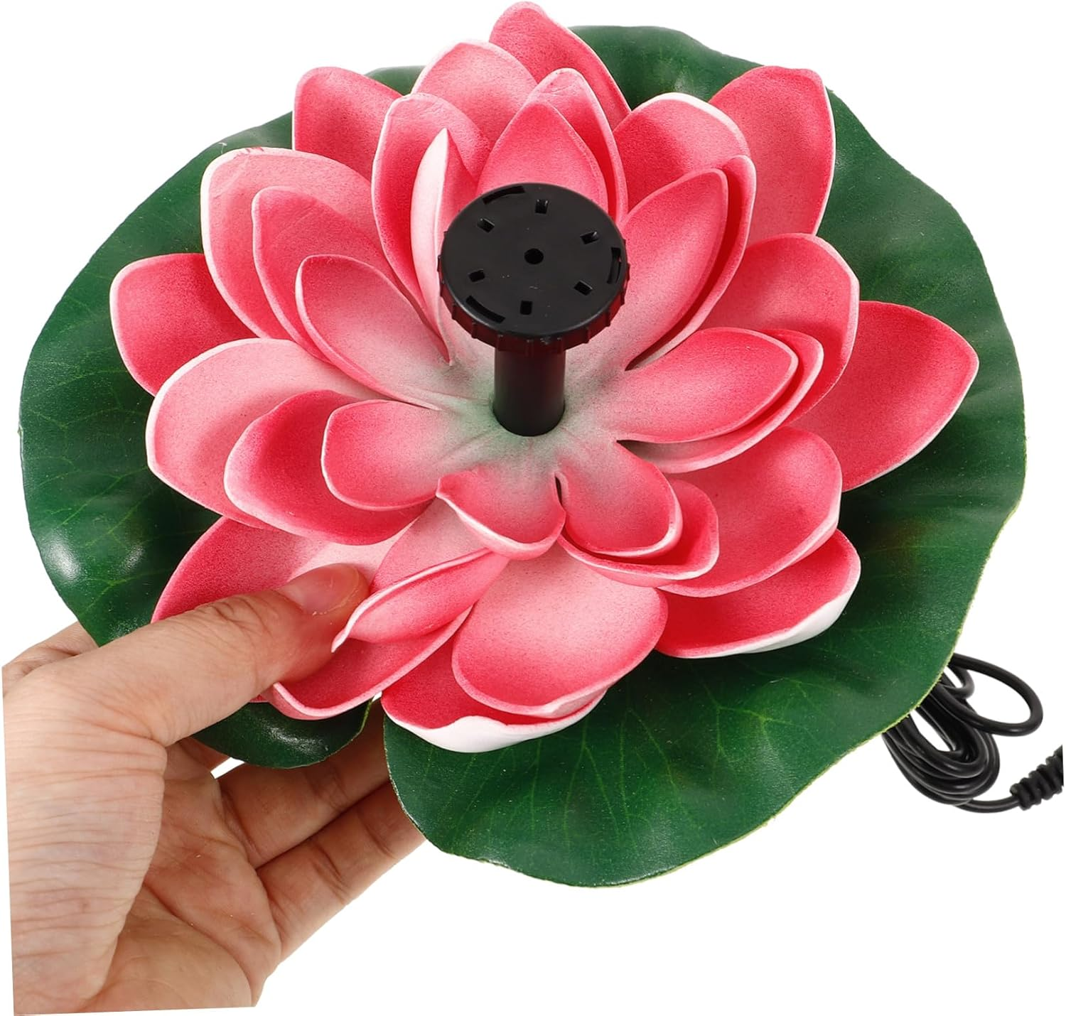 Solar Floating Fountain Lotus Shape Cherry Red Outdoor Water Landscape Pump for Garden Ponds Fishponds Easy to Clean Rust-Resistant Solar Powered