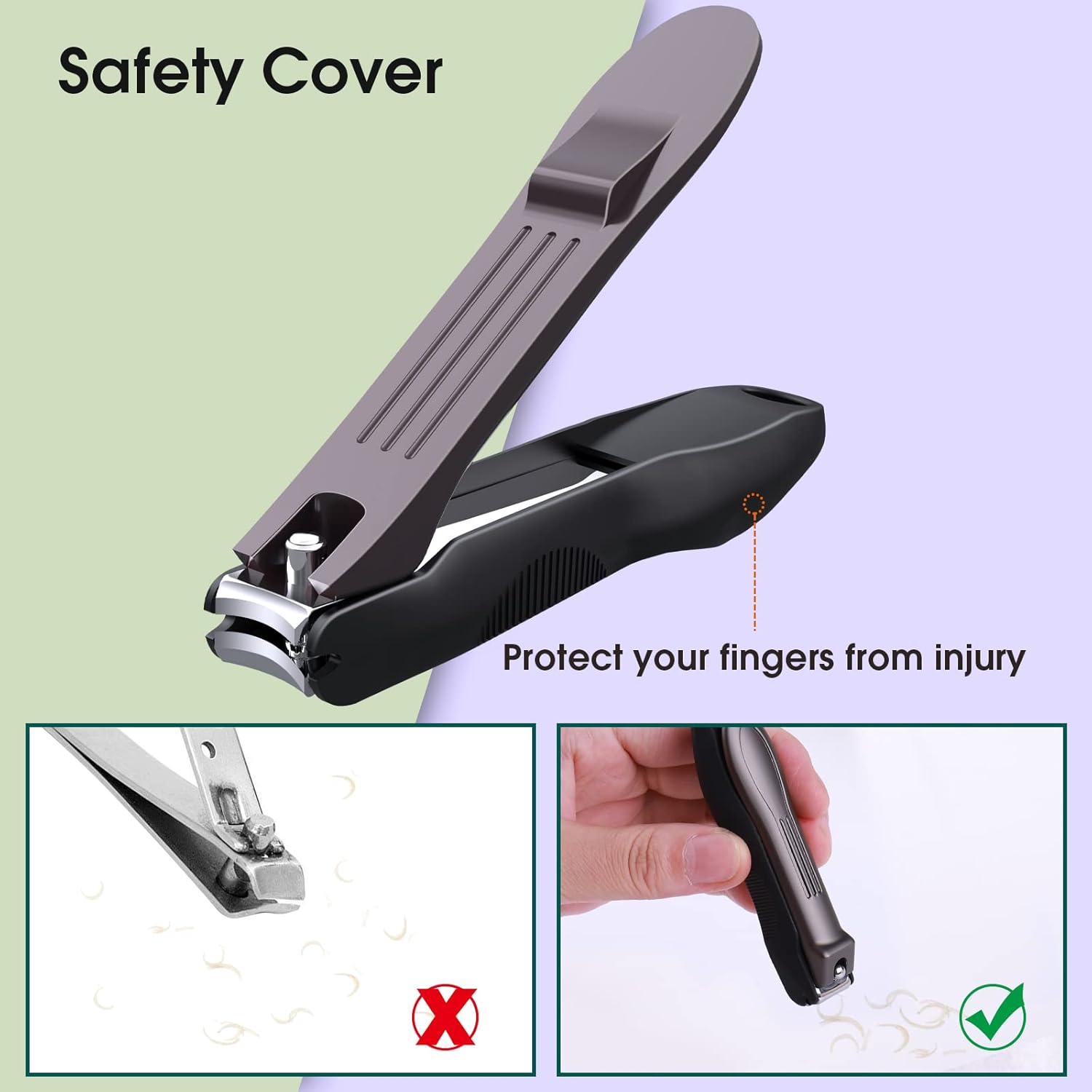 GLAMFIELDS Nail Clipper Set with Catcher and File, Stainless Steel Nail Cutter Fingernail Toenail Clippers Nail Trimmer Set for Men and Women, Packed with Leather Case, Silver