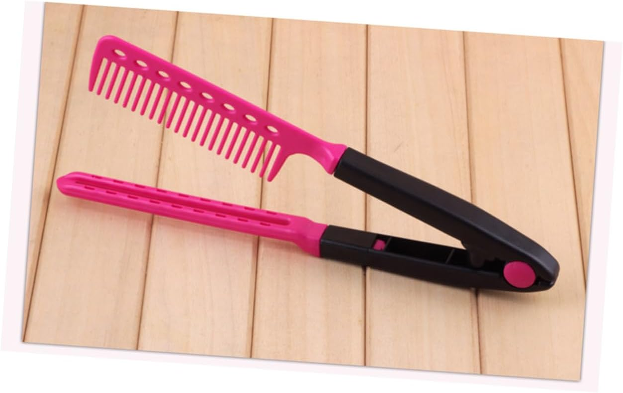 V Shape Hair Comb Red Folding Hairbrush Hair Straightener Styling Tool for Women Salon Hairdresser image number 1