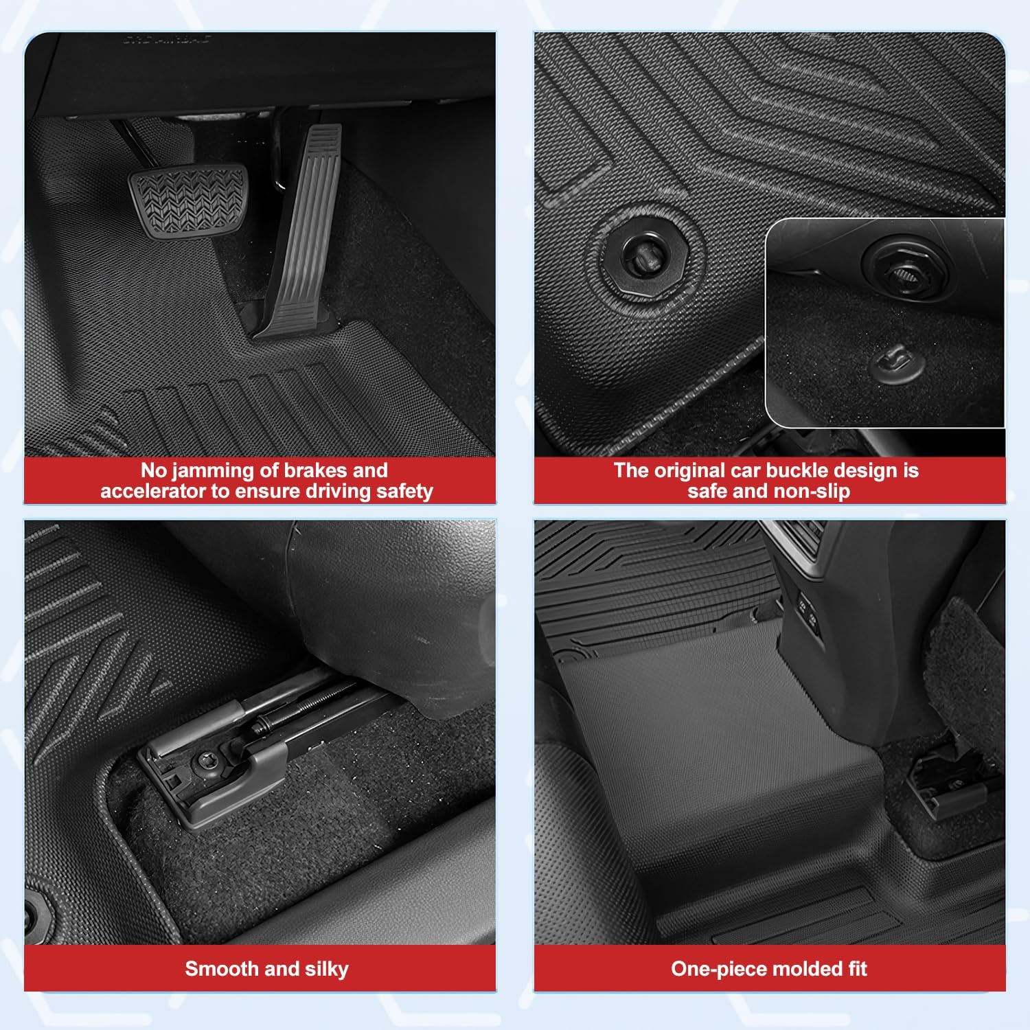 HOOMFIT All Weather Floor Mats Compatible with 2019-2025 Toyota RAV4, Full Set Cargo Liner Trunk Mat + Backrest Mats + Floor Mats for Toyota RAV4 Accessories