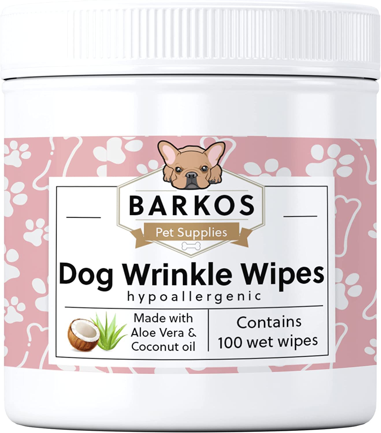 Wrinkle Wipes for Dogs | Bulldog, French Bulldog, Pug, English Bulldog | Cleans & Soothes Wrinkles, Folds, Tear Stain, Tail Pockets & Paws, Anti-Itch | 100 Soft Cotton Pads&hellip;