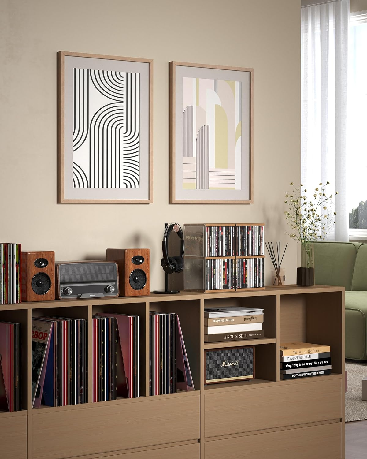 Retro Walnut-Colored MDF CD Holder Desk Rack Organizer, Cute Holds 30 CD Case, Cd Holder Stand, CD Storage/Shelf/Tower/Stand Dollar, Fit for Theatre Room image number 4