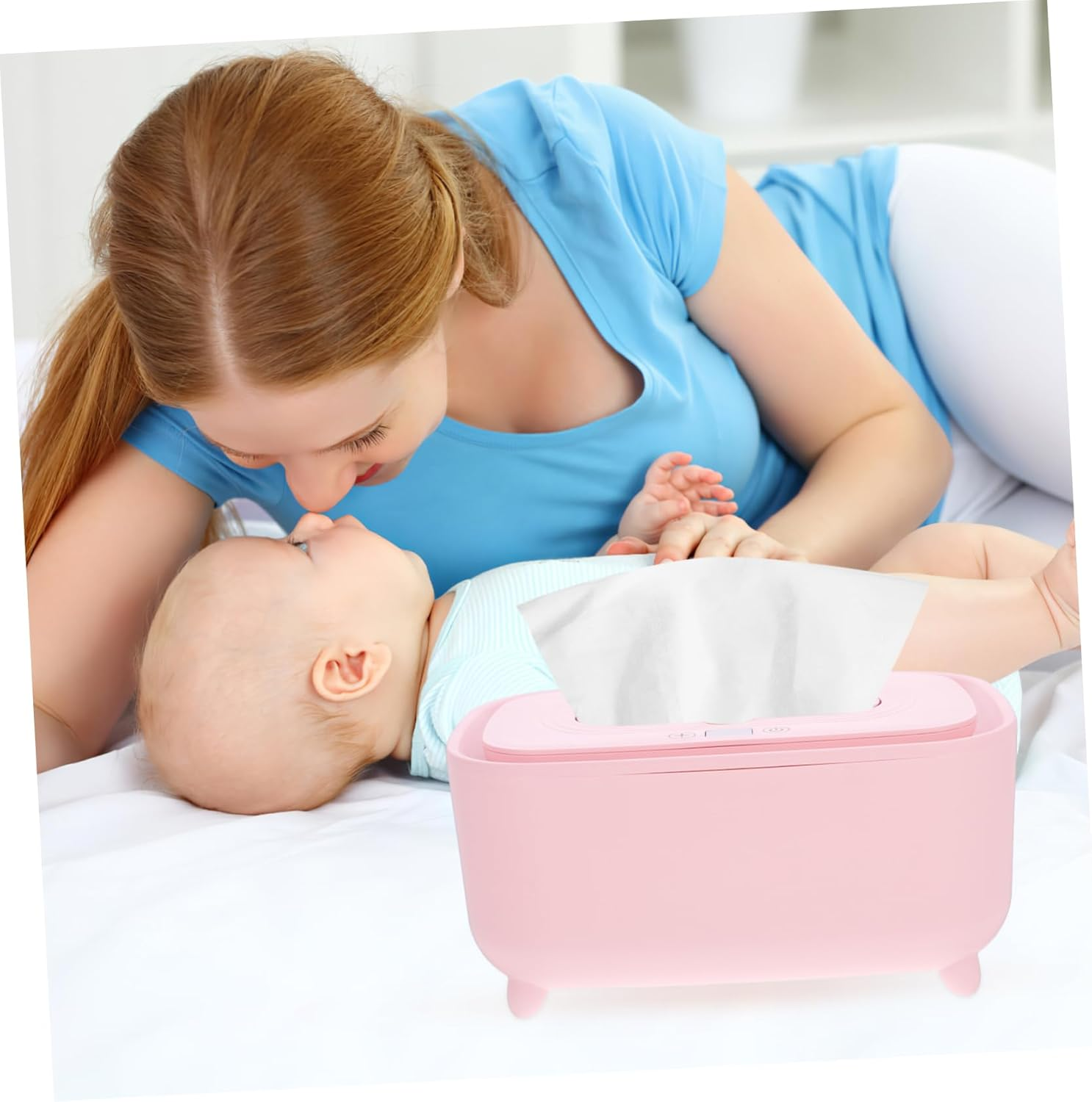 Baby Wipe Warmer USB Portable Wet Tissue Dispenser Adjustable Temperature Cherry Pink Baby Wet Tissue Heater for Newborns Travel Use