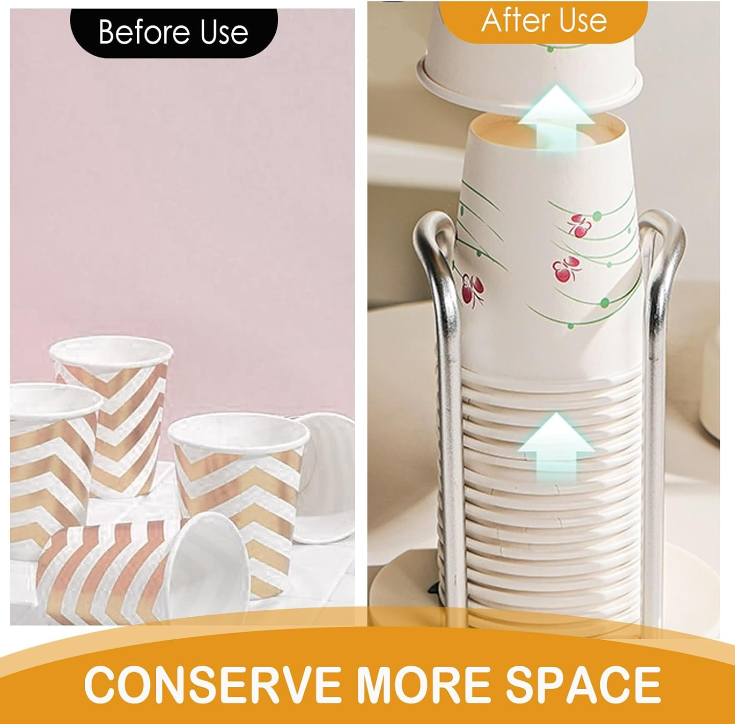 Bathroom Cup Dispenser, Mouthwash Cup Holder for Bathroom Vanity, Small Disposable Paper Cup Holder for Guest Toiletries, Compact and Practical Design (White) - White image number 3