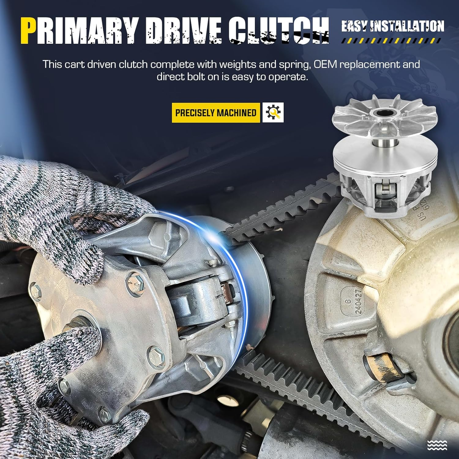 Primary Drive Clutch with Weights and Springs for Polaris Ranger 570 2014-2019, RZR 570 2012-2019 NON-EBS, Replace for 1323255 image number 4