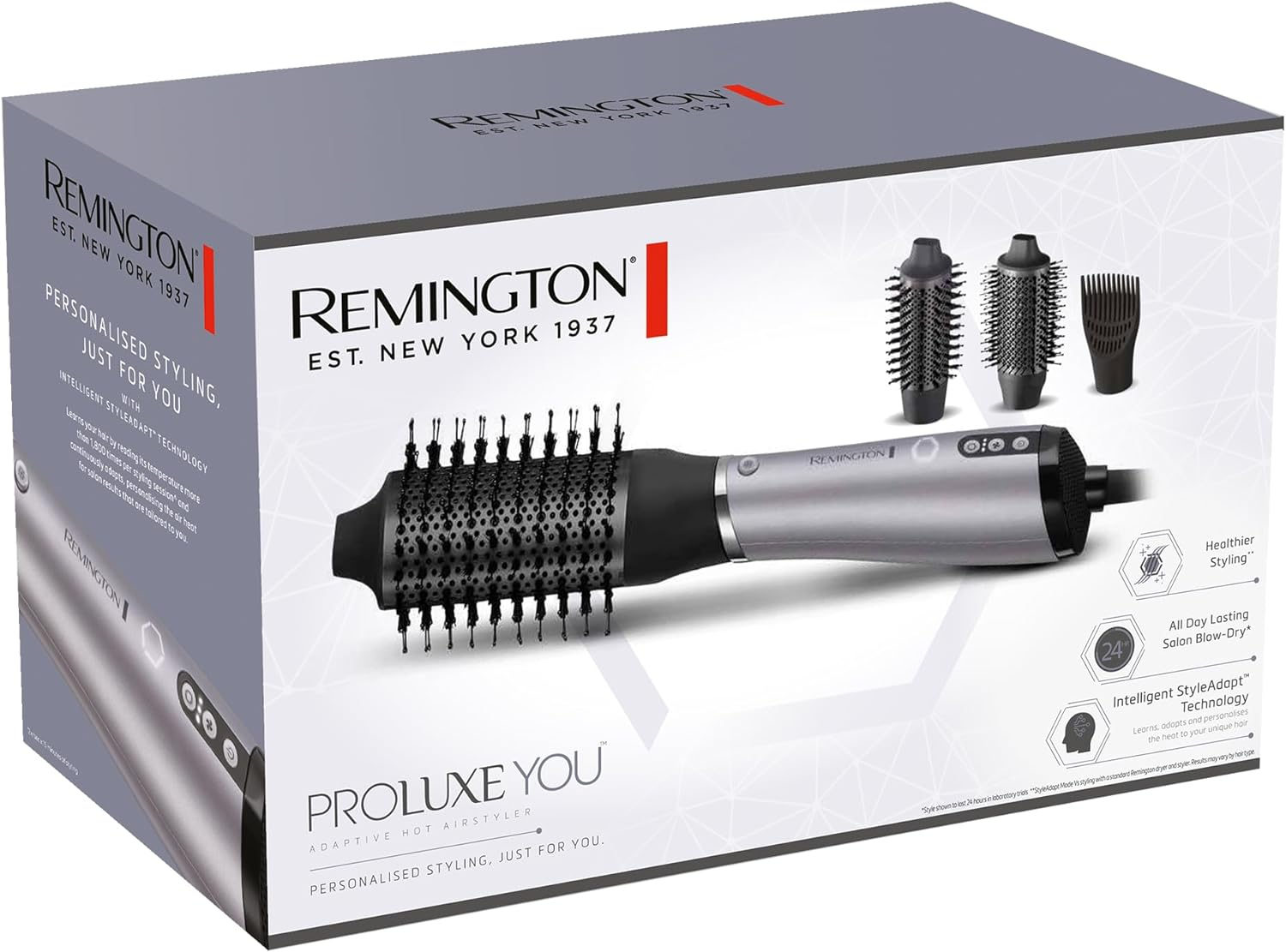 Remington Proluxe You Adaptive Hot Airstyler, AS9880AU, Adapts Heat to Your Hair'S Unique Styling Needs, 3 Brushes, All Day Lasting, Diamond Ceramic Coating image number 5