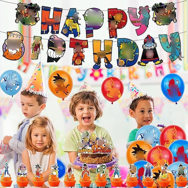 Birthday Decoration Birthday Decorations Party Supplies Birthday Balloons Dragonball Balloons Birthday Goku Cake Topper Birthday Banners image number 3