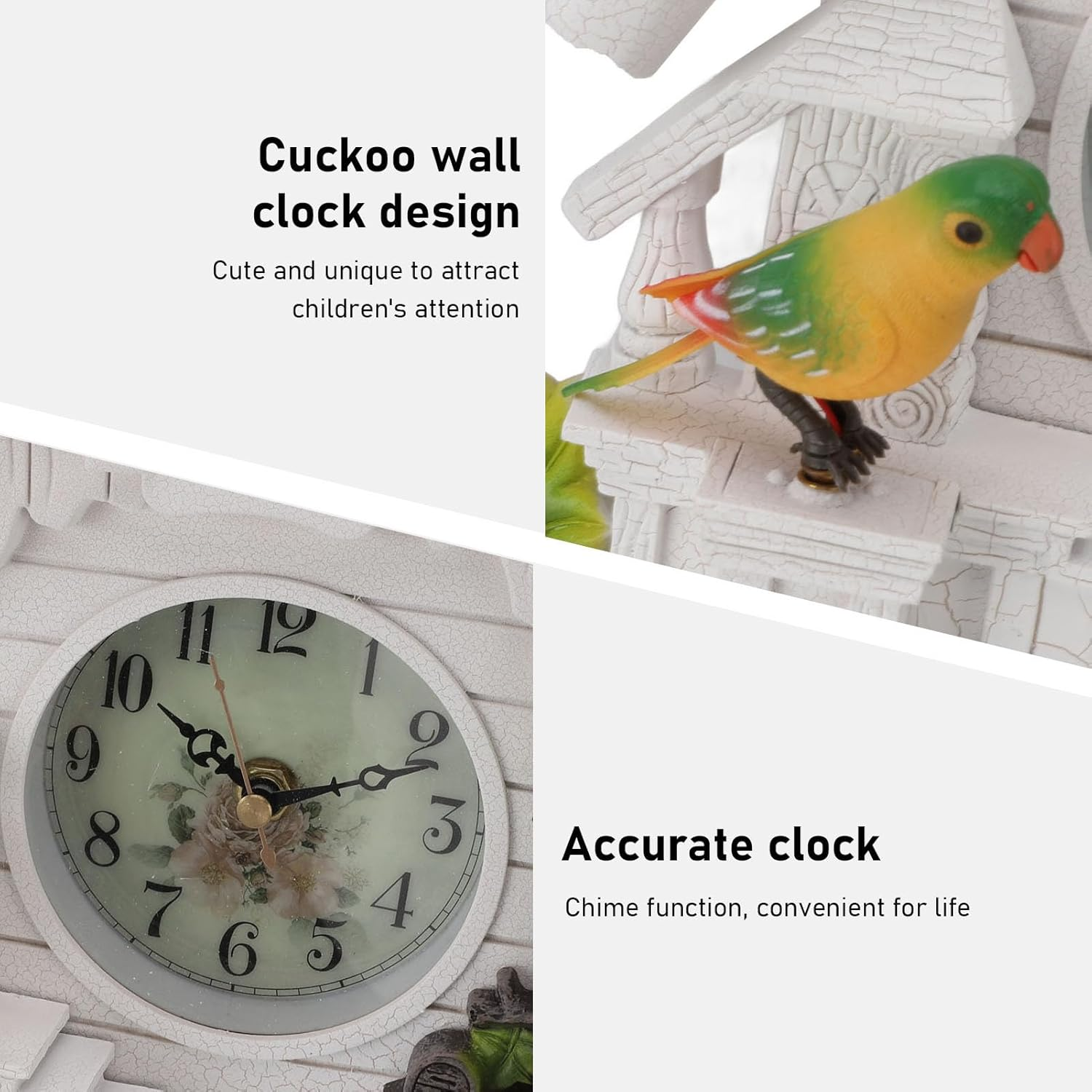 Omabeta 1PCS Vintage Cuckoo Clock with Whole Time Chiming, Classic Tree House Wall Clock for Kids Bedroom Living Room, 27X9X40Cm/10.6X3.5X15.7In,Powered by 5X1.5V AA Battery (Shipped without Battery) image number 4