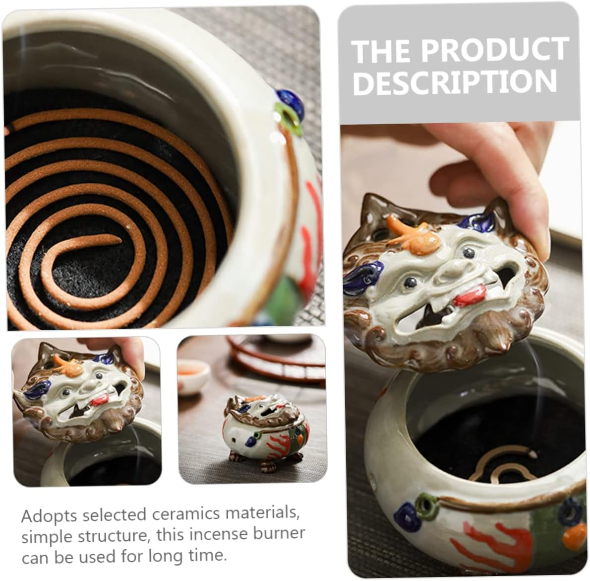 DOITOOL Auspicious Beast Incense Burner Censer Home Decor Ancient Design for Desktop Aroma image number 5