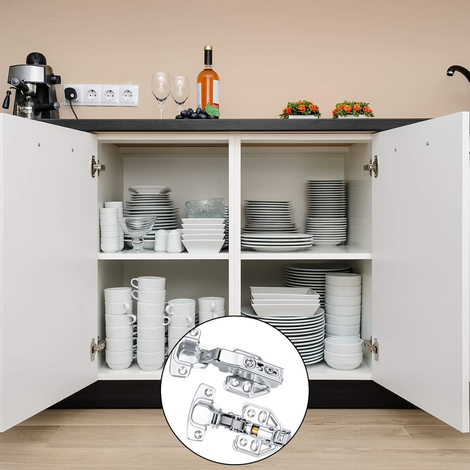 2Pcs Cabinet Door Hinges Kitchen Cabinet Hinges Folding Spring Furniture Hinges with Screw, Invisible Stainless Steel Hinge for Mute Overlap image number 4
