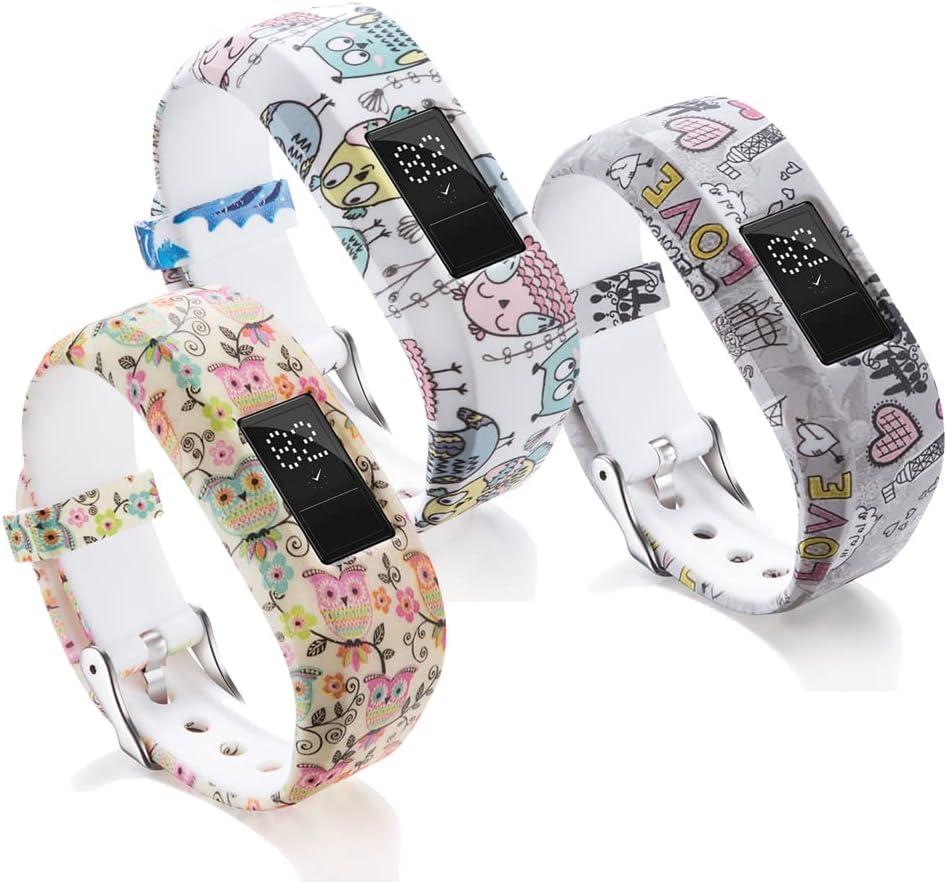 GTHY Compatible with Garmin Vivofit JR/JR 2/Vivofit 3 Bands Repacement,For Kids Boys Girls,Soft Silicone Pattern Adjustable Straps,Wristbands,Watch Band,With Secure Metal Clasp,Lagre&Small image number 6