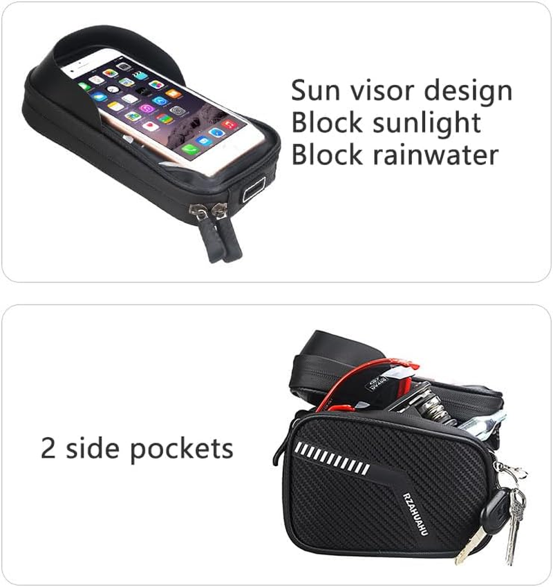 Bike Bag Waterproof and Wear Resistant Bicycle Front Frame Bag with TPU Touch Screen for Mountain Road Bike Cycling Bike Phone Holder Fit Smartphone below 7'' image number 5