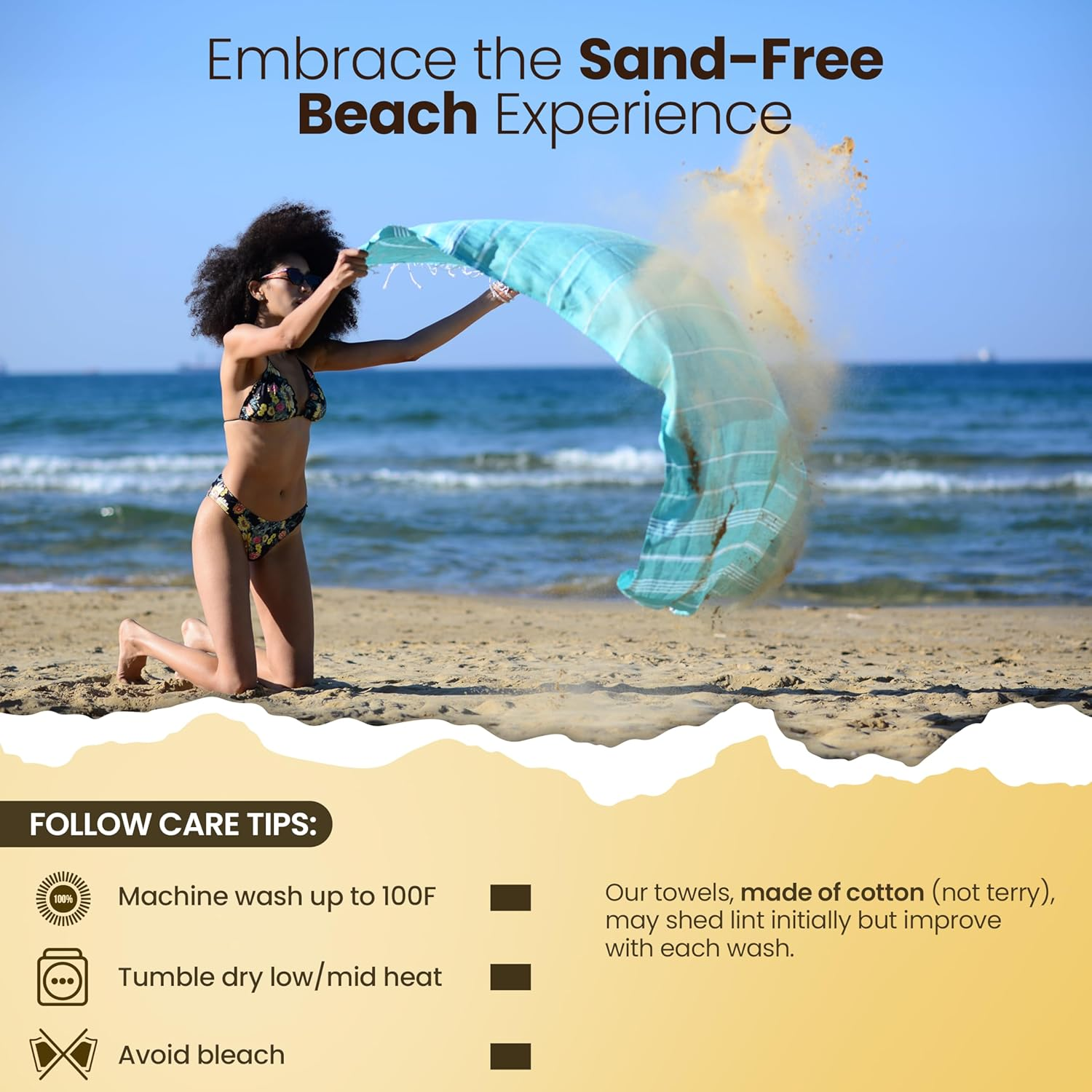 GOLD CASE Home Collection Lycia Turkish Beach Towel Set of 6-100% Cotton & Sand Free Towels for Vacation Essentials - XXL Pre Washed Quick Dry Travel Bath Towel - 70 X 38 Inches - Multi1