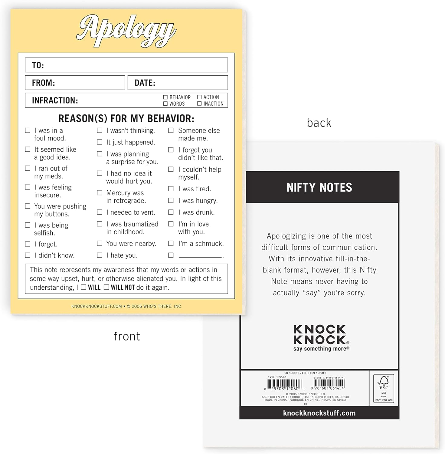 Knock Knock Apology Nifty Notes image number 1