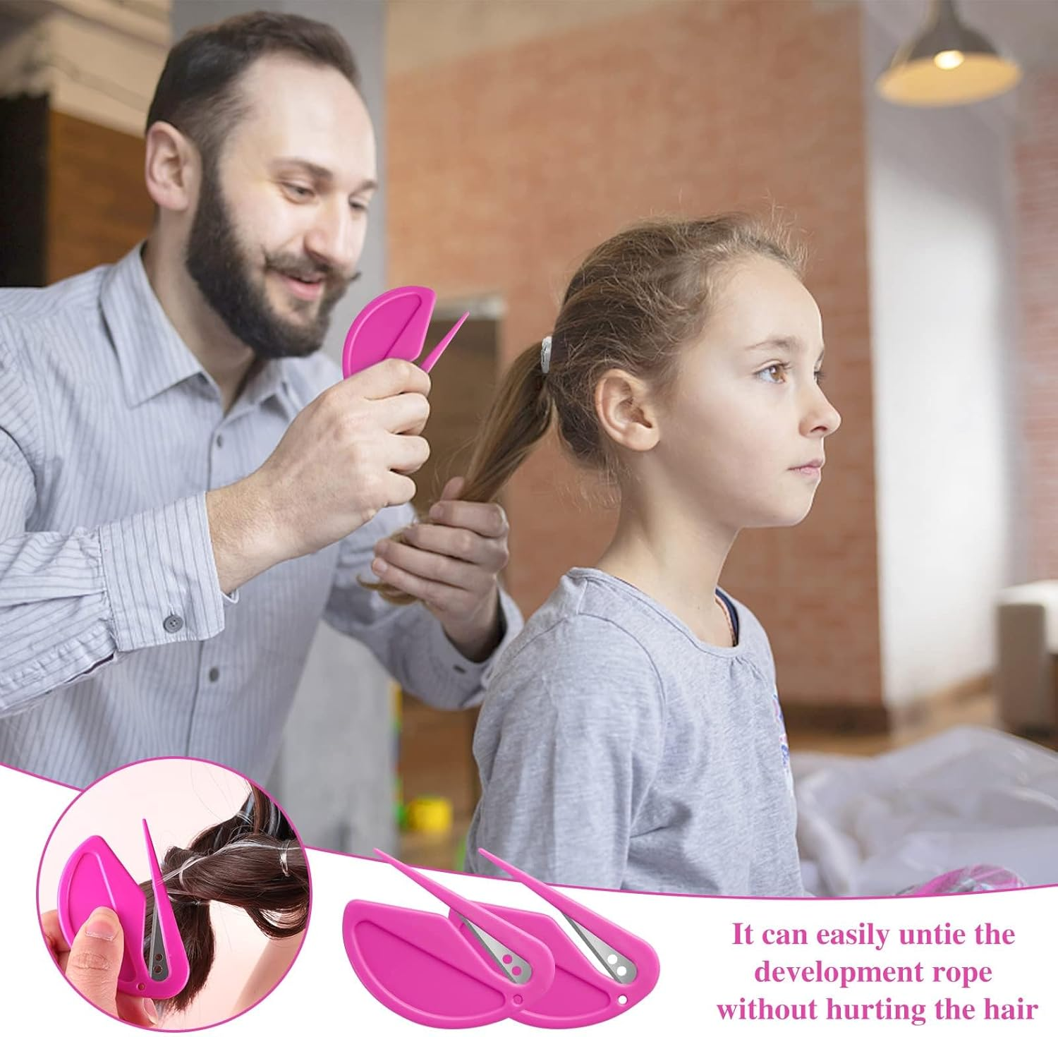 PAOFUFUI 1000Pcs Elastic Clear Hair Bands, Rubber Band Cutter, Topsy Tail Styling Tools, Girls' Christmas Accessories Gift Set (Clear) image number 3