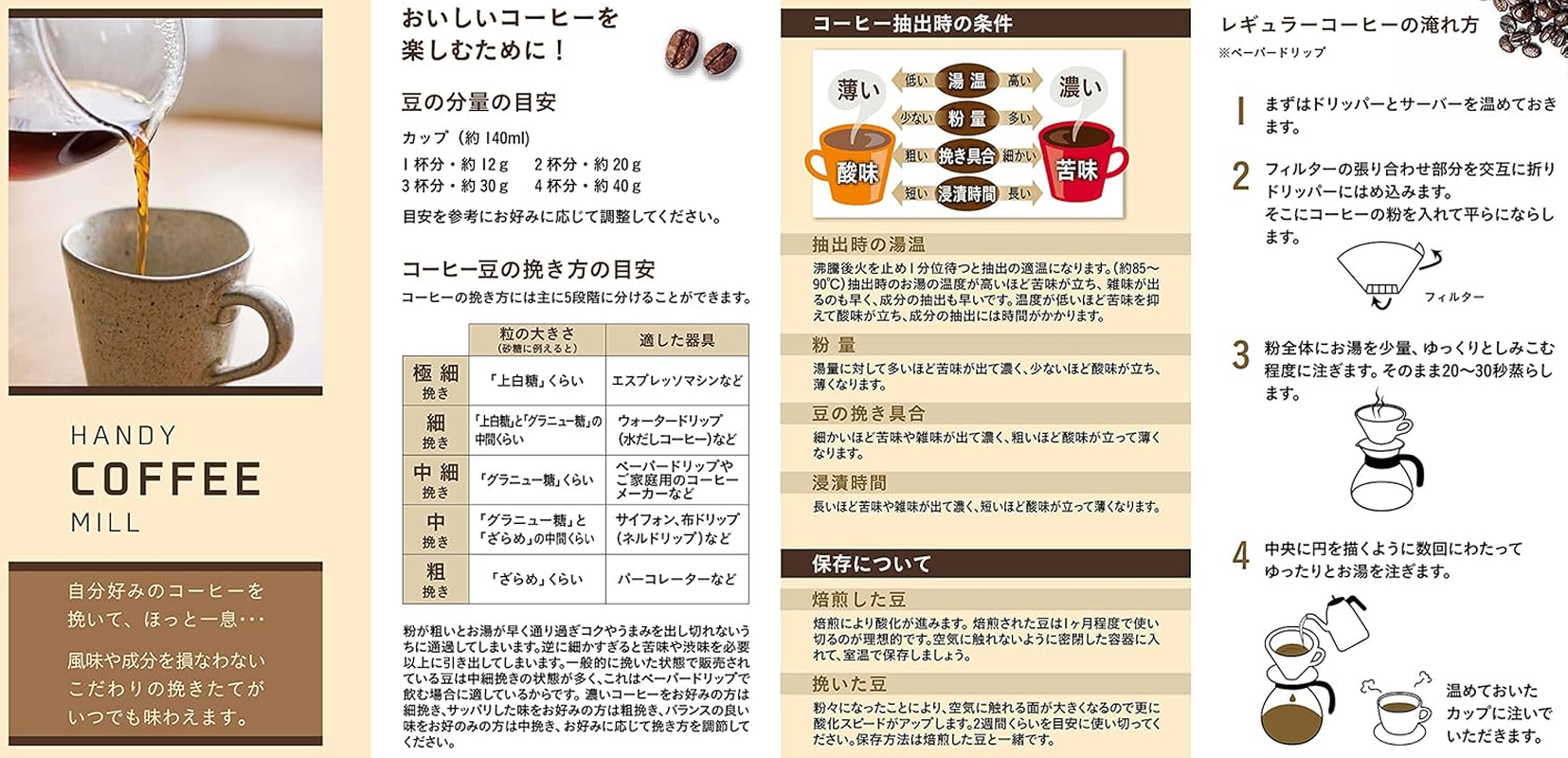 Captain Stag UW-3501 Coffee Grinder, Ceramic Blade, Handy Type, Small, 18-8 Stainless Steel, Made in Japan image number 1