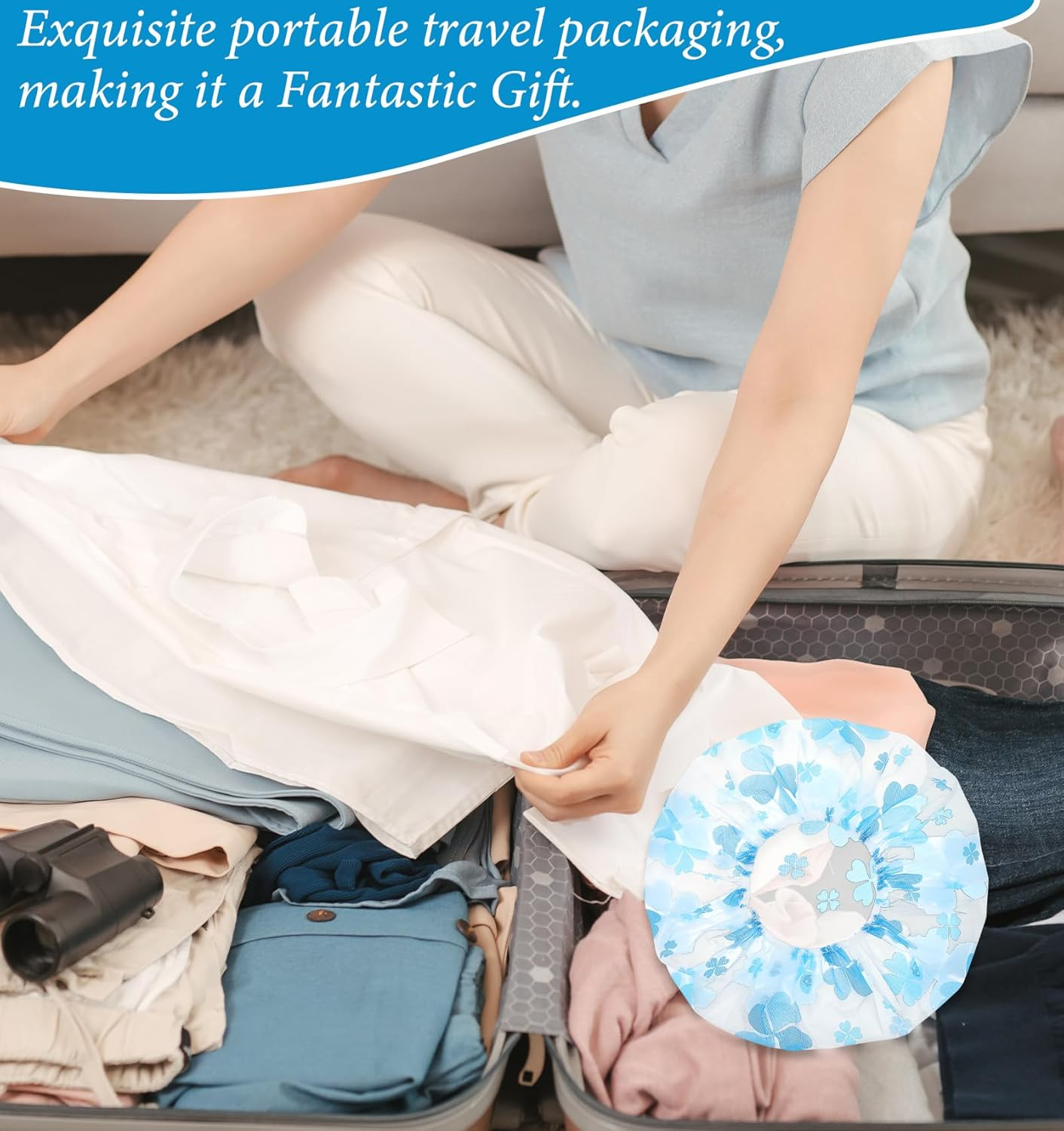 4 Pack Kids Shower Caps for Girls, 11" Reusable Elastic Shower Caps for Kids, Girls, Baby, Women, Bathroom, Makeup, Travel (Random Colors) image number 2